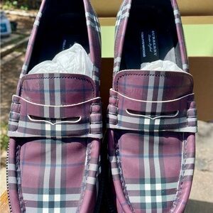 Burberry purple penny loafers
